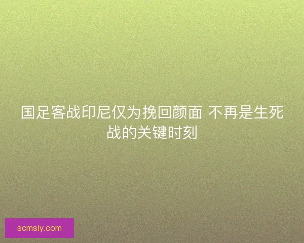 国足客战印尼仅为挽回颜面 不再是生死战的关键时刻