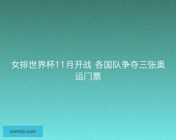 女排世界杯11月开战 各国队争夺三张奥运门票
