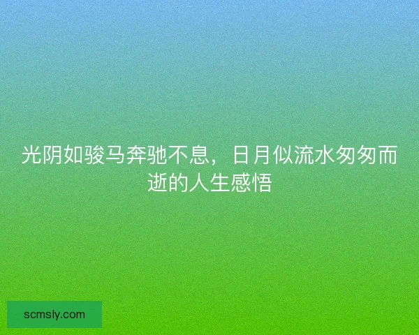 光阴如骏马奔驰不息，日月似流水匆匆而逝的人生感悟