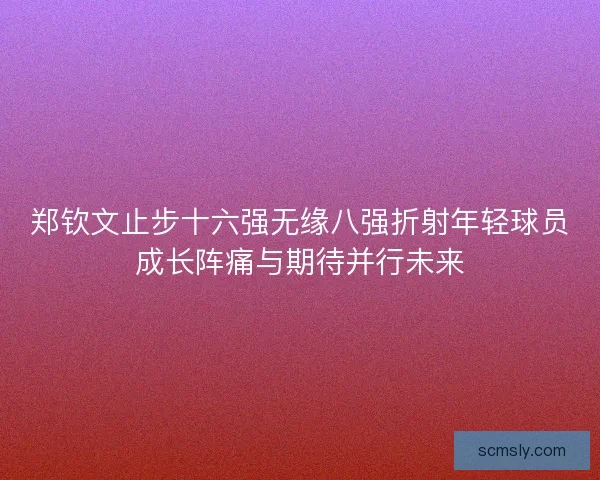 郑钦文止步十六强无缘八强折射年轻球员成长阵痛与期待并行未来
