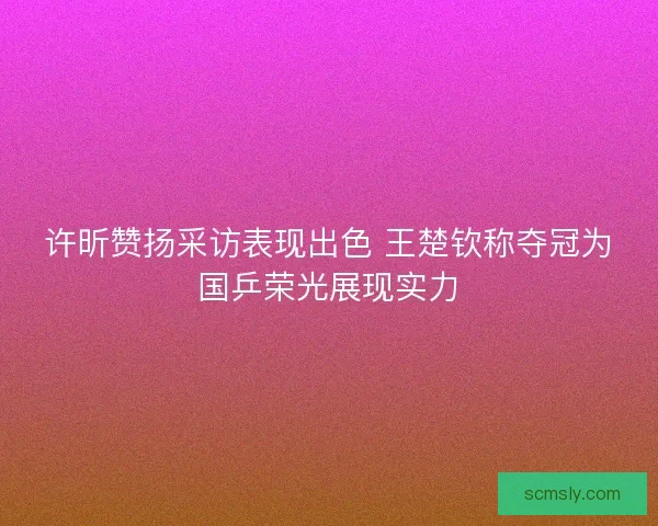 许昕赞扬采访表现出色 王楚钦称夺冠为国乒荣光展现实力